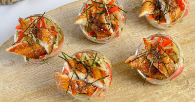 გამომცხვარი გველთევზა მწვავე ბოსტნეულით