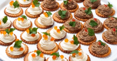 კრეკერების ნაკრები Pate, Cream და Caviar Muss
