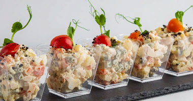 Olivier სალათი ქათმის ფილეს 10 ცალი.