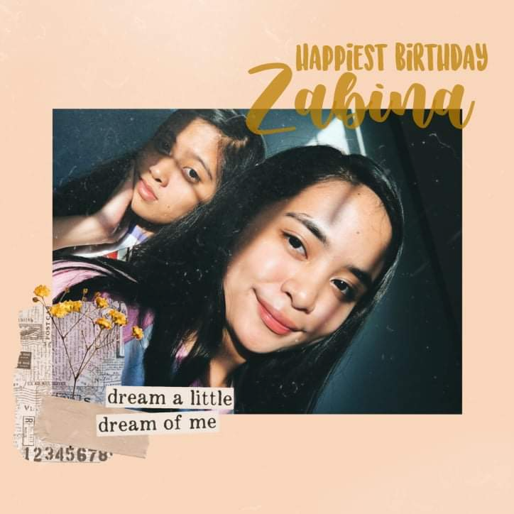 happiest birthday, Zabina Eisle!
siguro akin pinakamaikli na message hehe btw.. sorry if minsan busy ganorn, bawi meh next time, if ever magkita kita na ulit.
miss youu!! ??? thank you for being there for me, kahit na ganto ako hahaha, thank you sa inyong Tambois, kayo pinaglalabasan ko ng rants, kayo lagi nandyan, para pakinggan, basahin mga rants ko. lab ka namin!! bond us soon! enjoy ur day bb, wag malungkot hakhak. can't wait to see in the future, as our Dentist, in Tambois. luv u. again, happiest birthday!! Godbless you, always.